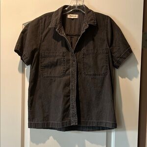 Madewell Black denim Short Sleeve Button-Up Shirt